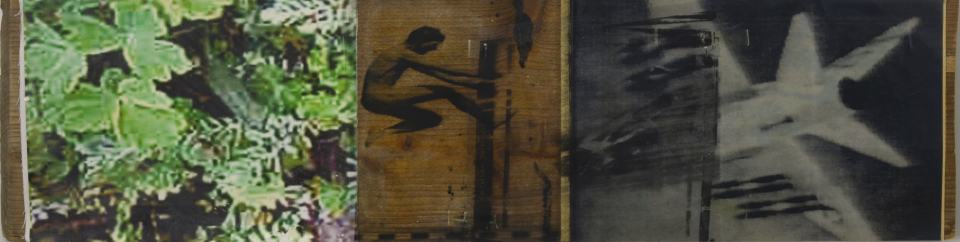 Apokalypse/1995/Fotokopiefolie, Transferdruck auf Leinwand auf Holz/23x50cm | Klaus Fabricius | Artist Künstler | Information