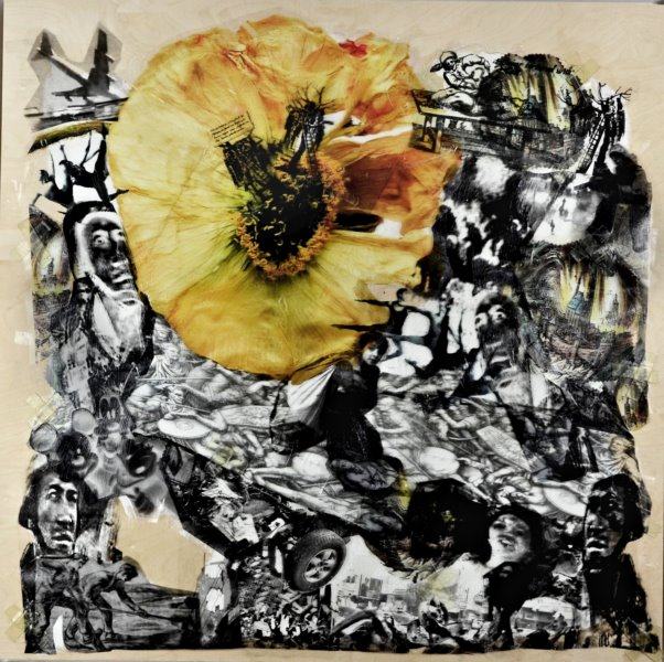 Apokalypse/2018/Collage auf Holz/80x80cm | Klaus Fabricius  Artist Künstler Information