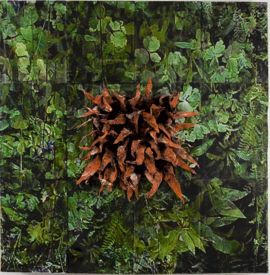 Brandstätte/1999/ Transferprint, Blei farbig skrukturiert gefassti /80x80x15 cm | Klaus Fabricius  Artist Künstler Information