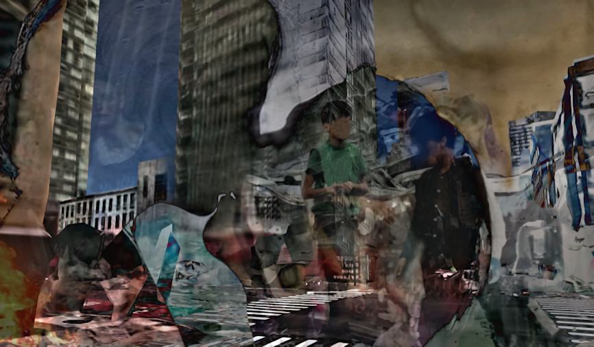 Gegenwart ist überall/2024/Fotografie Digital Collage/PVC-Plane/70x120cm | Klaus Fabricius  Artist Künstler Information