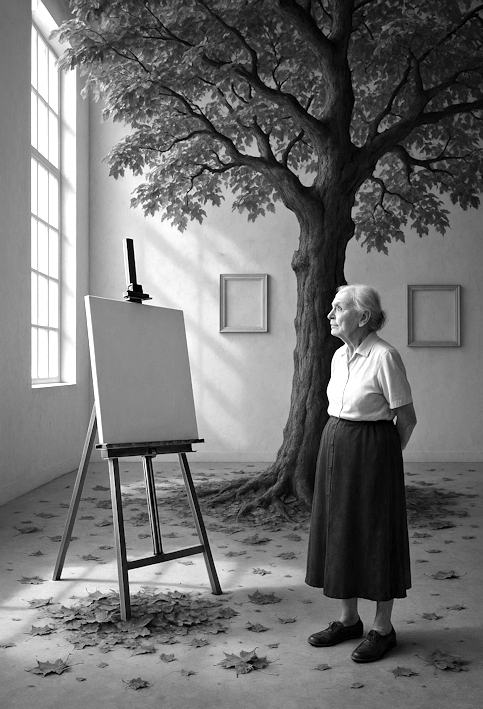 Ich  Frau Fabricius 2035/2025/Digital Collage mit GPT/65x42cm/Fine Art Druck/ Ex. e.A. | Klaus Fabricius  Artist Künstler Information