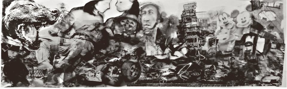 In Verlust der Gegenwart/2017/Folien Collage/36x110cm | Klaus Fabricius  Artist Künstler Information