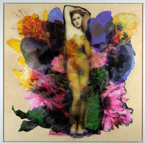 Portrait Blüten/2017/La Source[Inspiration:Ingres] Collage/80x80cm | Klaus Fabricius | Artist Künstler | Information