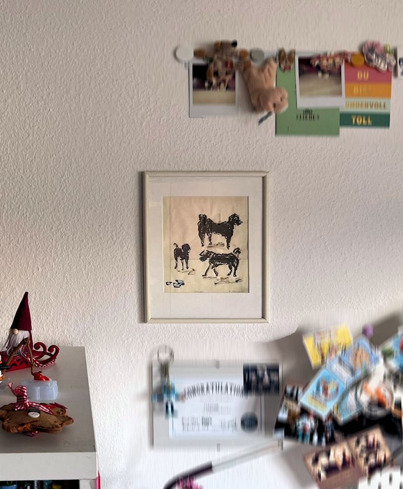 Unser Hund/Tuschezeichnung/heute stolze Besitzern einer zehn jährigen/ca. 999/20x18cm | Klaus Fabricius  Artist Künstler Information